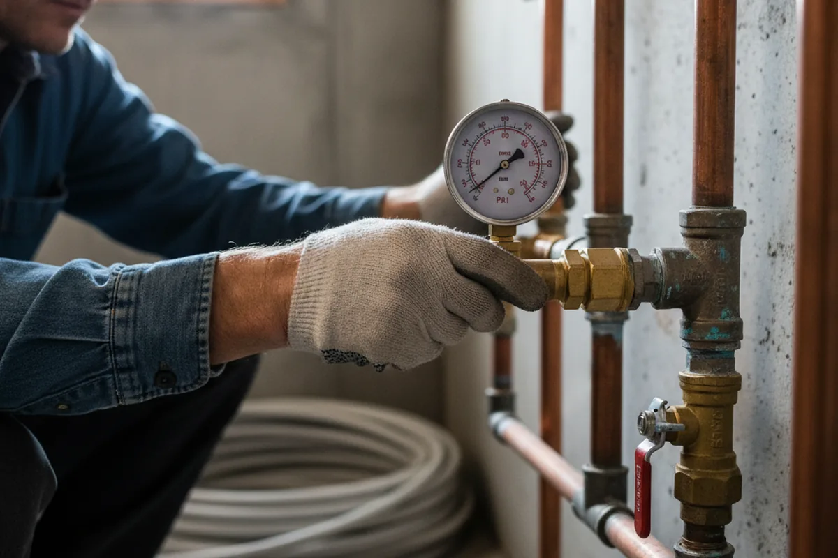 Pressure testing a repaired line during Water Line Repair in Moore Haven